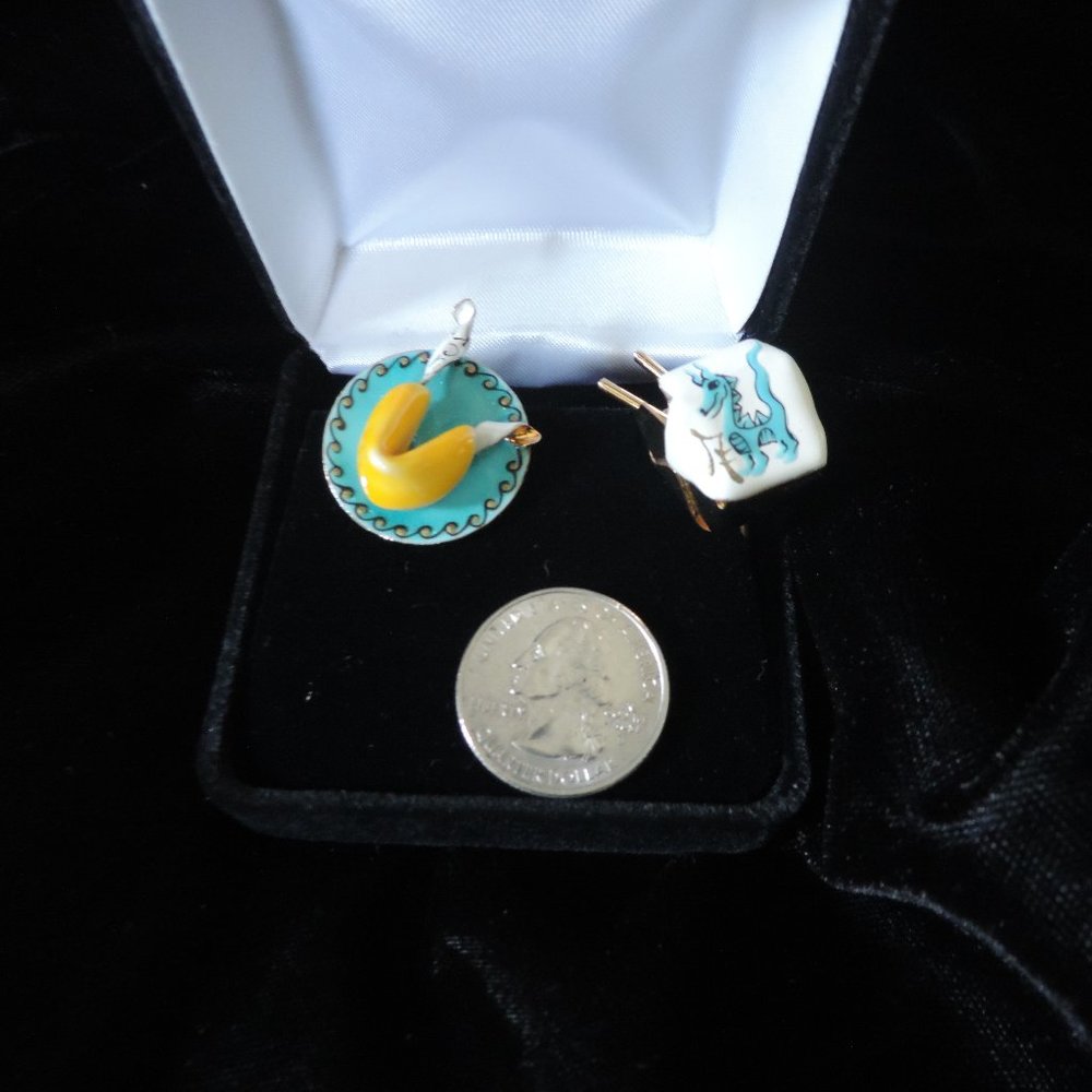 Lunch at the Ritz Chinese Take Out Fortune Cookie Chopsticks Clip-On Earrings